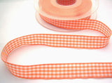 R2350 15mm Apricot Polyester Gingham Ribbon by Berisfords