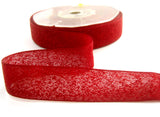 R2385 22mm Scarlet Berry Red Feather Sheer Ribbon.