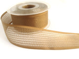 R2588 38mm Moccha Brown Woven Sheer Ribbon. Wire Edge