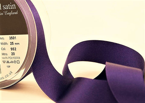 R2620 25mm Liberty Purple Double Face Satin Ribbon by Berisfords