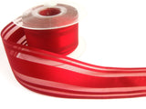 R2714 47mm Scarlet Berry Satin and Sheer Striped Ribbon