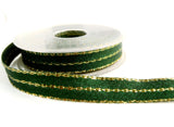 R2716 16mm Metallic Green and Gold Striped Lame Ribbon