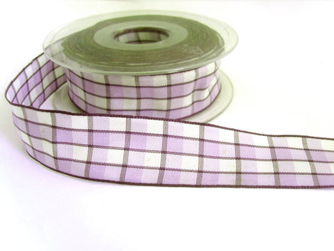 R2755 25mm Lilac Polyester Gingham Check Ribbon by Berisfords