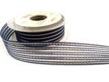 R2764 26mm Navy and Silver Striped Water Resistant Sheer Ribbon