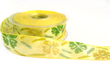 R2831 25mm Yellows and Green Flowery Translucent Polyester Ribbon