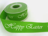 R2839 40mm Meadow Green Happy Easter Printed Ribbon