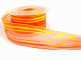 R1061 40mm Oranges-Yellow Satin Borders Sheer and Striped Ribbon