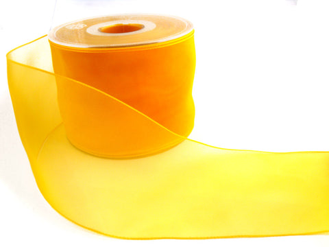 R1887 74mm Sunshine Yellow Water Resistant Sheer Ribbon, Berisfords