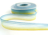 R3401 16mm Blues and Yellows Striped Sheer Ribbon