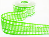 R3402 40mm Lime Green-White Silk Stitch Gingham Ribbon by Berisfords