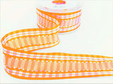 R3403 40mm Orange-White Silk Stitch Gingham Ribbon by Berisfords