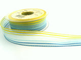 R3411 25mm Blues and Yellows Silk Striped Sheer Ribbon by Berisfords