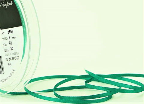 R3497 3mm Jade Green Double Face Satin Ribbon by Berisfords
