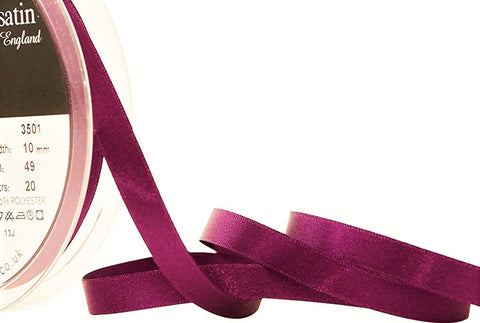 R3590 10mm Plum Double Face Satin Ribbon by Berisfords