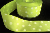 R4248 42mm Sunny Lime Green-White Polka Spotty Taffeta Ribbon