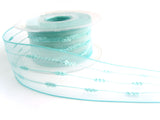 R4291 42mm New Turquoise Feather Stripe Sheer Ribbon
