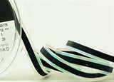 R4304 10mm White Iridescent Metallic-Black Stripe Ribbon by Berisfords