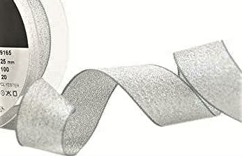R4356 25mm Metallic Silver Lame Ribbon by Berisfords