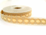 R4408 20mm Beige Eyelet Lace over Antique Cream Acetate Grosgrain Ribbon