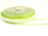 R4416 17mm White Tulle Ribbon with Apple Green Acetate Borders