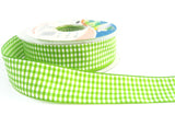 R4921 26mm Lime Green and White Gingham Ribbon