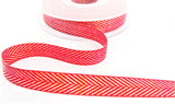 R5015 15mm Red-Iridescent Metallic Herringbone Ribbon by Berisfords