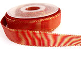 R5299 23mm Scarlet Berry Red and Gold Metallic Grosgrain Ribbon