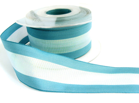 R5544 35mm Turquoise Polyester Ribbon with a Metallic Iridescent Centre