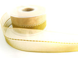 R1670 40mm Cream and Gold Shot Sheer Ribbon with a Gimp Stitch