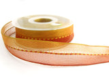 R5590 25mm Rust and Gold Shot Sheer Ribbon with a Gimp Stitch