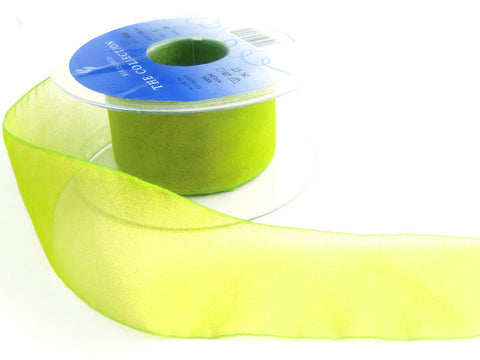 R5611 40mm Lime and Yellow Shot Sheer Ribbon. "Flamenco" by Berisfords