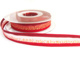 R5618 16mm Red, Burgundy and Gold Sheer Satin and Tinsel Stripe Ribbon