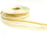 R5621 26mm Cream, Honey and Gold Sheer, Satin and Tinsel Stripe Ribbon