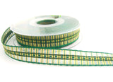 R5638 16mm Forest and Bottle Green Satin, Sheer and Metallic Tartan Ribbon