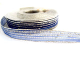 R5702 15mm Royal Blue and Silver Sheer Ribbon with Metallic Silver Stripes