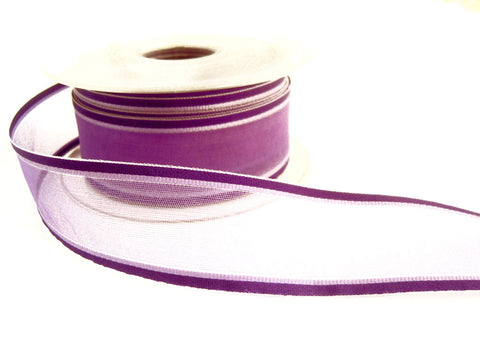 R5711 31mm Purple and Lilac Sheer Ribbon with Satin Borders