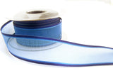R5713 31mm Blue Sheer Ribbon with Satin Borders