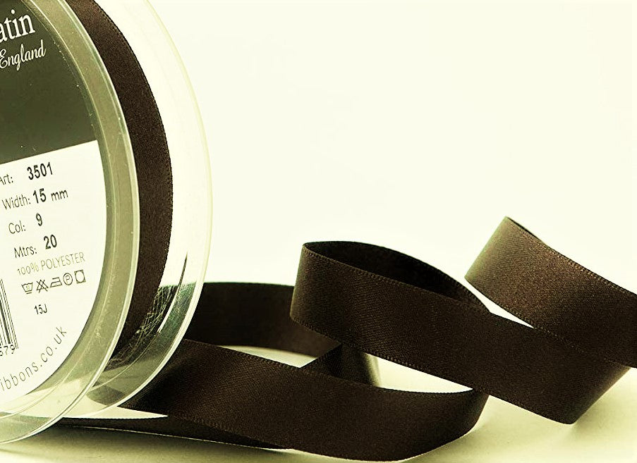 15mm Luxury Double Satin Ribbon | Berisfords Ribbons | Cuban Brown 9 ...
