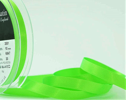 R5780 10mm Fluorescent Green Double Face Satin Ribbon by Berisfords