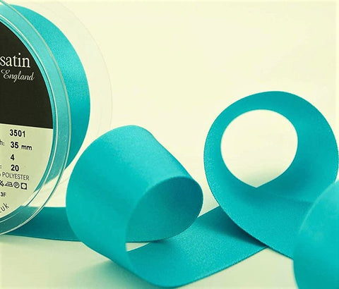 R5787 35mm Peacock Blue Double Face Satin Ribbon by Berisfords