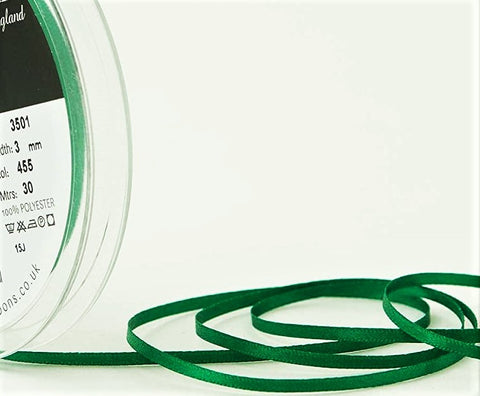 Hunter Strong Ribbon 3mm Luxury Double Satin Ribbon | Berisfords Ribbons | Hunter Green 455 ...