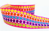 R6024 40mm Multi Colour-Spotty Striped Taffeta Ribbon by Berisfords