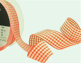 R6095 25mm Orange Delight-White Polyester Gingham Ribbon by Berisfords