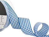 R6098 25mm Royal Blue-White Polyester Gingham Ribbon by Berisfords