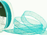 R6121 16mm Peacock Blue Super Sheer Random Metallic Glitter Ribbon