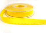 R6931 15mm Yellow "Retro Stitch" Ribbon. Satin Borders, Taffeta Centre