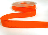 R6939 15mm Orange "Retro Stitch" Ribbon. Satin Borders,Taffeta Centre