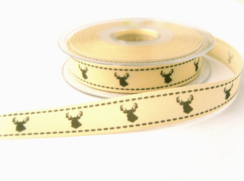R6998 15mm Rustic Natural Charms "Reindeer Stitch" Ribbon by Berisfords