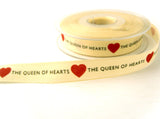 R7001 15mm Natural Rustic Taffeta Queen of Hearts Printed Ribbon