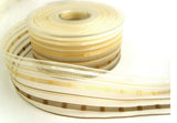 R7022 40mm Naturals, Honey and Brown Sheer Ribbon with Woven Silk Stripes